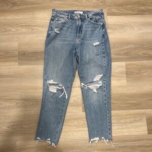 COPY - Garage Blue Ankle Cropped Jeans with Distressed Details